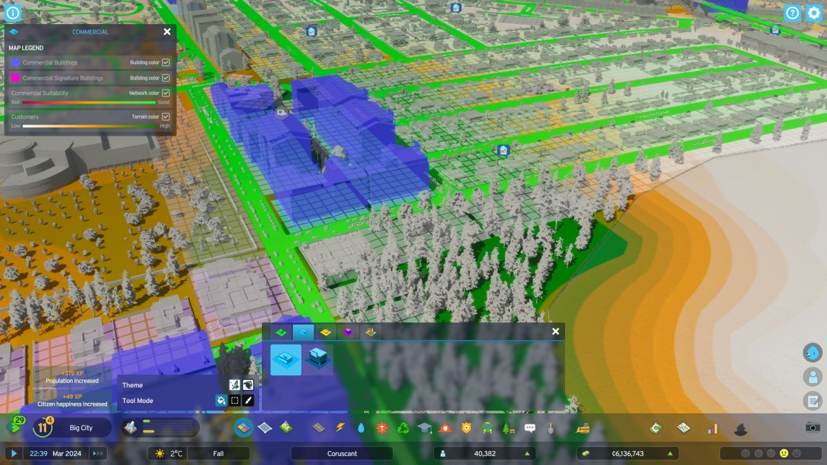 Cities: Skylines 2 screenshot showing zone filtering.